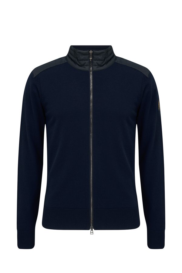 Belstaff Kelby Men’s Merino Wool Cardigan Washed Navy  - New W21 Collection