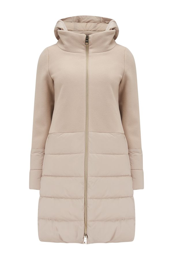 Herno Women’s Hooded Wool Down Coat Beige - New W21 Collection