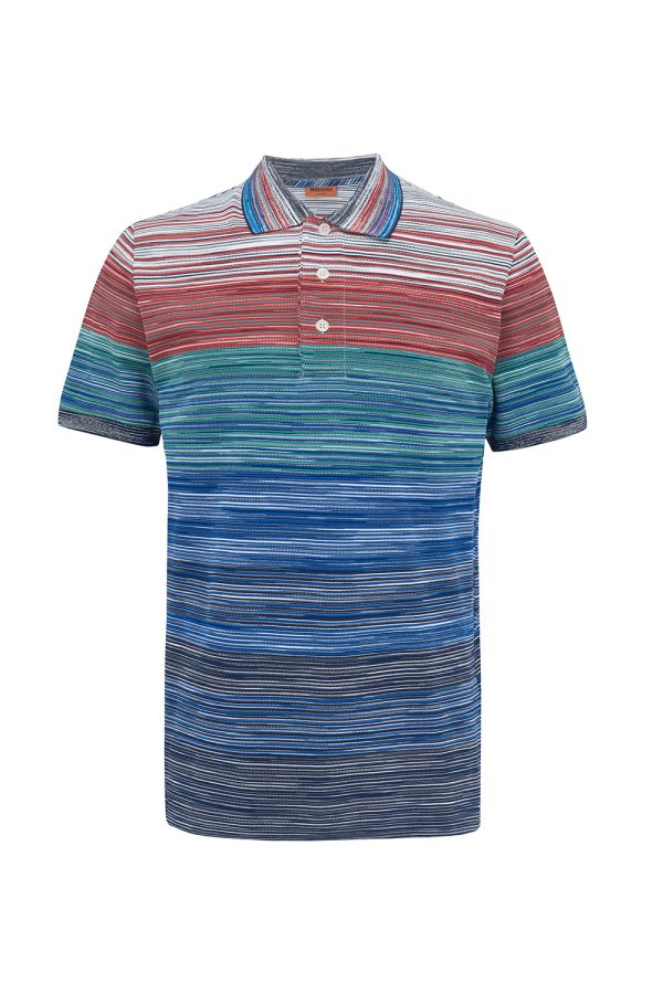 Missoni Men’s Gradient Stripe Polo Shirt Multicoloured - New S22 Collection