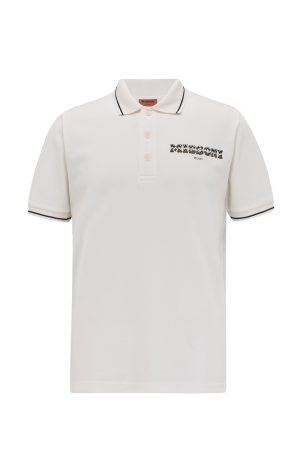 Missoni Men’s Embroidered Logo Polo Shirt White - New S22 Collection 