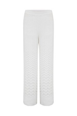 Missoni Women's Chevron Knitted Palazzo Pants White - New S22 Collection