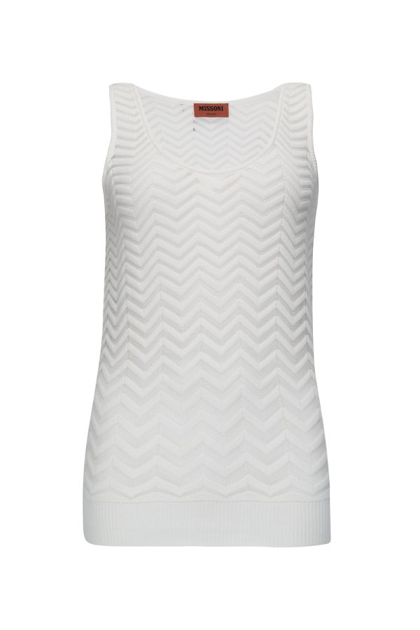 Missoni Women's Chevron Knitted Tank Top White - New S22 Collection