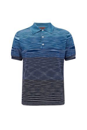 Missoni Men’s Space-dye Knitted Polo Shirt Blue - New S22 Collection