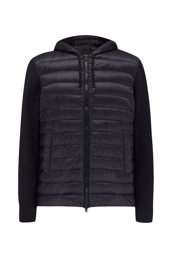 Herno Men’s Quilted Shell Cotton-blend Hoodie Black - New S22 Collection