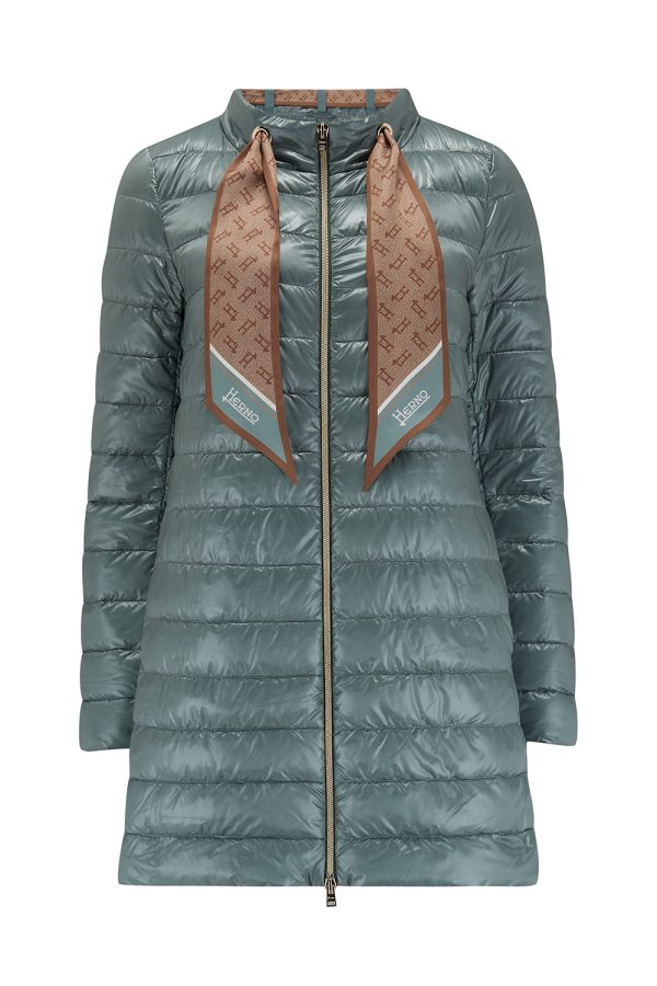 Herno Women’s Scarf Detail Down Coat Blue- New S22 Collection