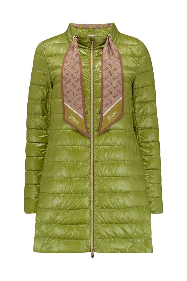 Herno Women’s Scarf Detail Quilted Coat Green - New S22 Collection
