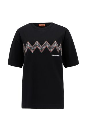 Missoni Women's Embroidered Zigzag T-shirt Black - New W22 Collection