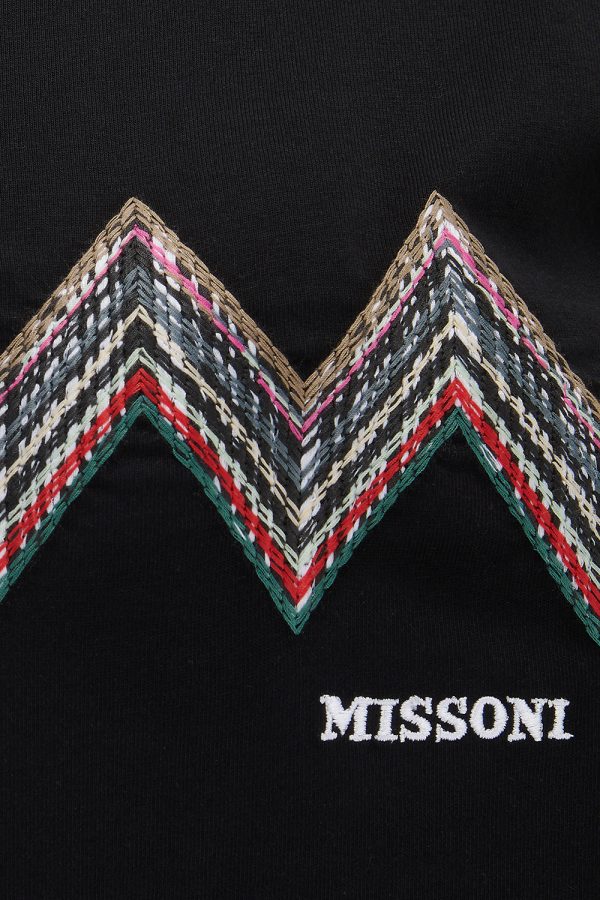 Missoni Women's Embroidered Zigzag T-shirt Black - New W22 Collection
