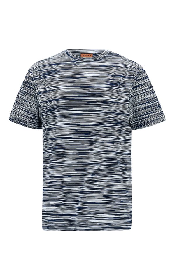 Missoni Men’s Space-dye T-shirt Navy - New W22 Collection 