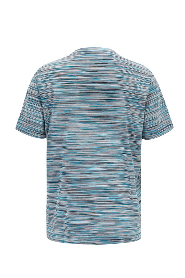 Missoni Men’s Space-dyed Stipe T-shirt Sky Blue - New W22 Collection