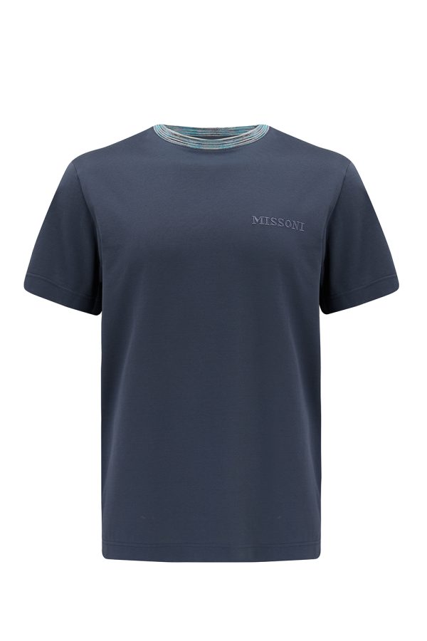 Missoni Men's Space-dyed Collar T-shirt Grey - New W22 Collection