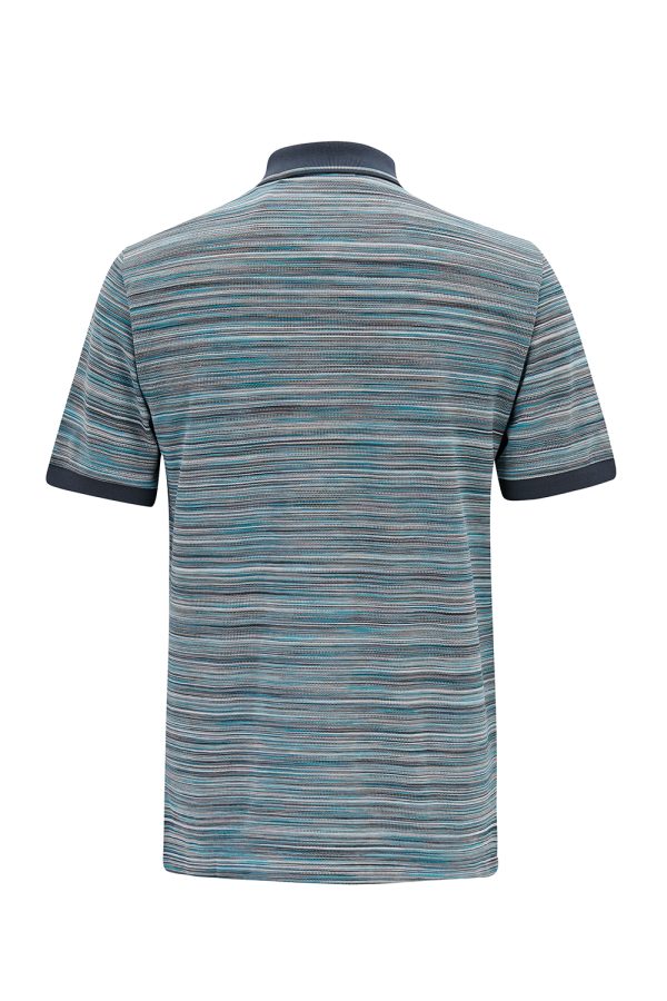 Missoni Men's Contrast Collar Striped Polo Shirt Blue - New W22 Collection