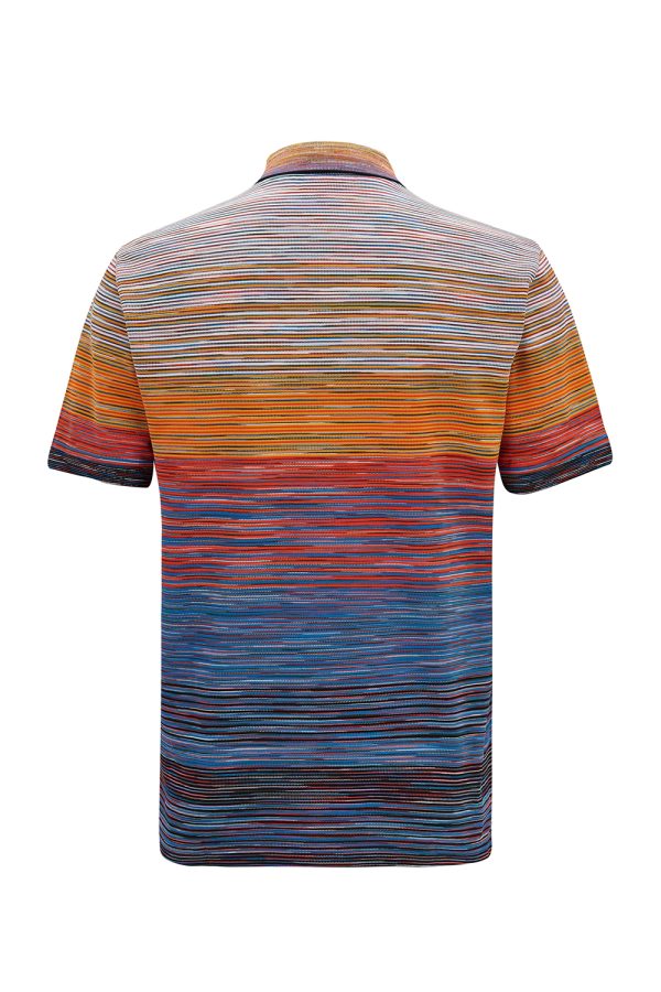 Missoni Men's Space-dye Knitted Polo Shirt Orange - New W22 Collection