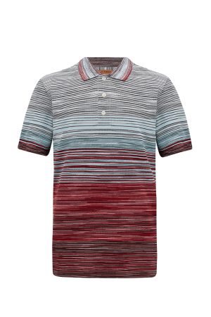 Missoni Men's Stripe Knitted Polo Shirt Sky Blue - New W22 Collection