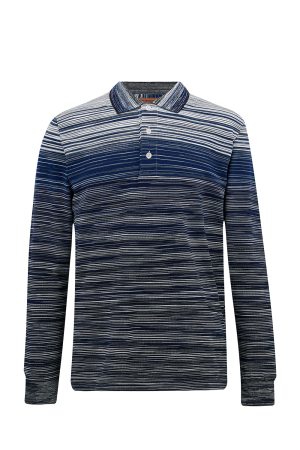 Missoni Men's Long-sleeved Knitted Polo Shirt Navy - New W22 Collection