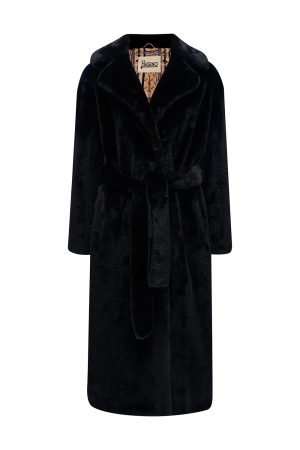 Herno Women’s Faux-fur Long Coat Black - New W22 Collection