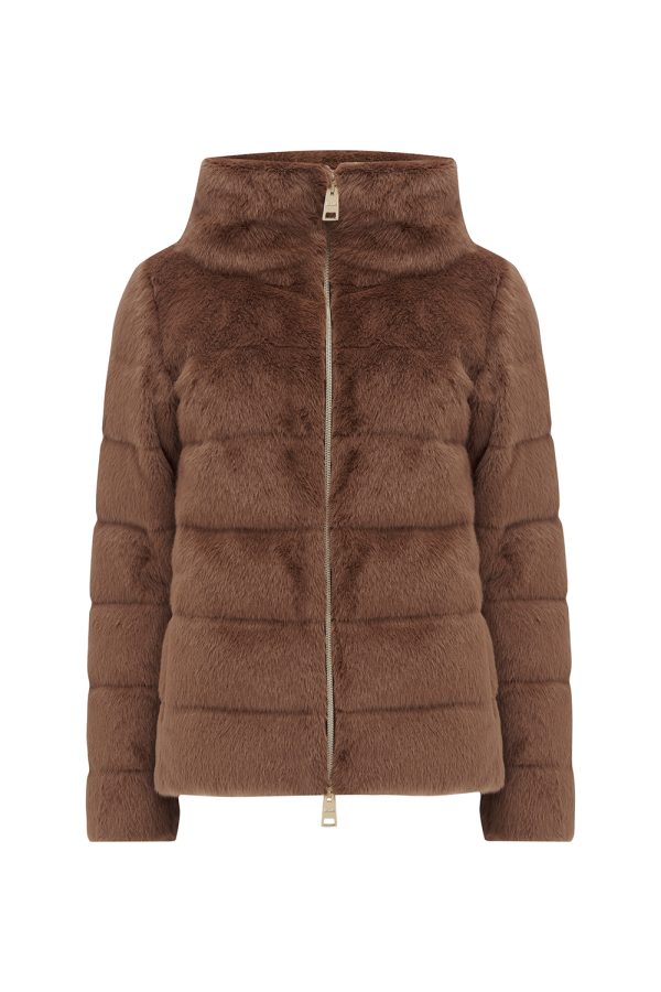 Herno Women’s Faux Fur Padded Jacket Macadamia Brown - New W22 Collection
