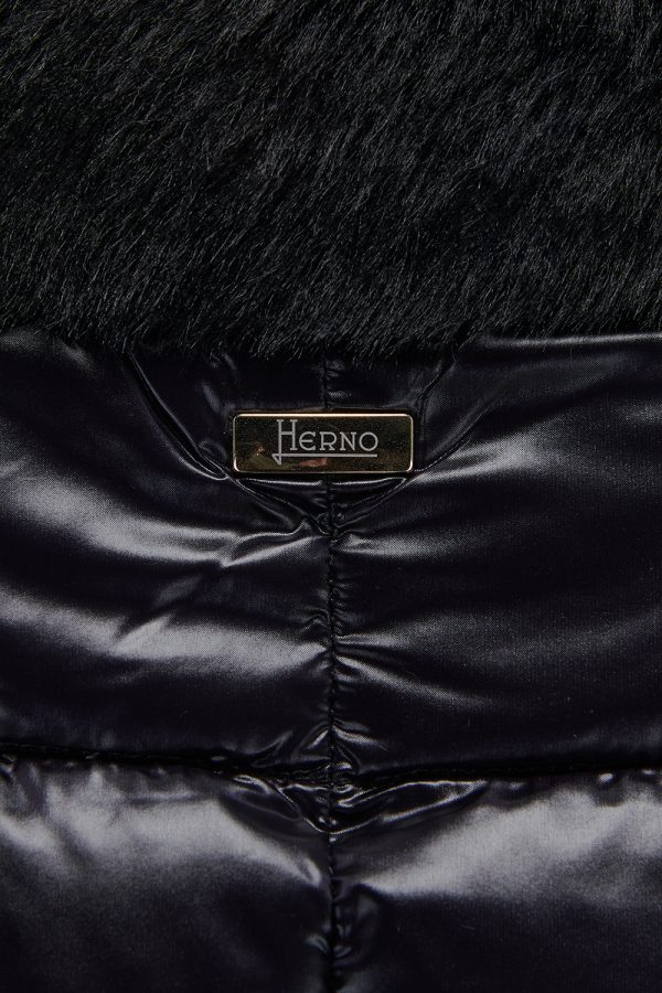 Herno Women’s Nylon Ultralight & Lady Cape Fur Jacket Black - New W22 Collection