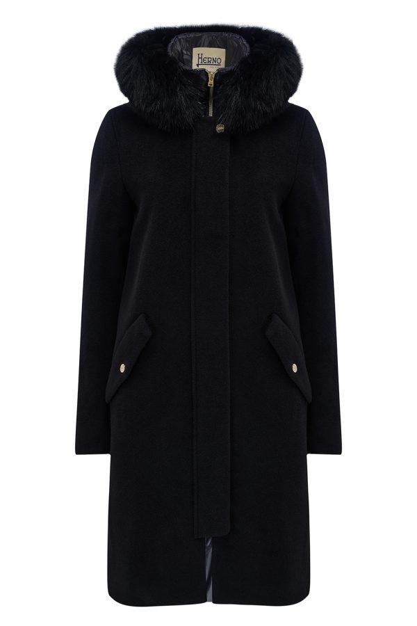Herno Women’s Alpaca Wool Coat Black - New W22 Collection