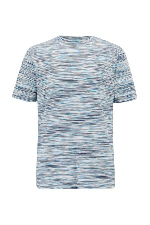 Missoni Men’s Striped Crew-Neck T-shirt Sky Blue - New S23 Collection