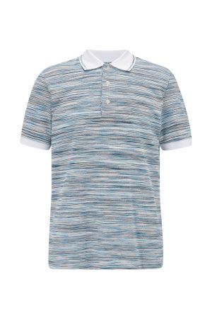 Missoni Men’s Space-dyed Stripe Polo Shirt Sky Blue - New S23 Collection