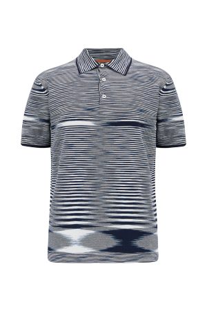Missoni Men’s Space-dyed Stripe Polo Shirt Grey/Black - New S23 Collection