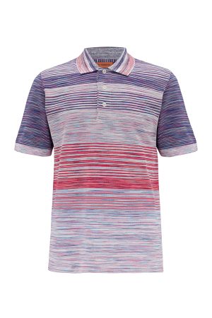 Missoni Men’s Knitted Stripe Polo Shirt Pink - New S23 Collection