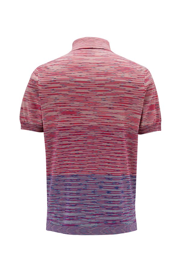 Missoni Men’s Knitted Stripe Polo Shirt Pink - New S23 Collection
