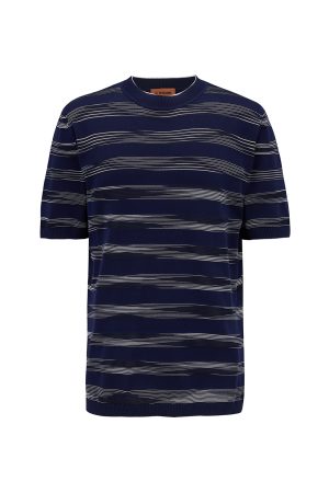Missoni Men’s Striped Crew-Neck T-shirt Navy - New S23 Collection