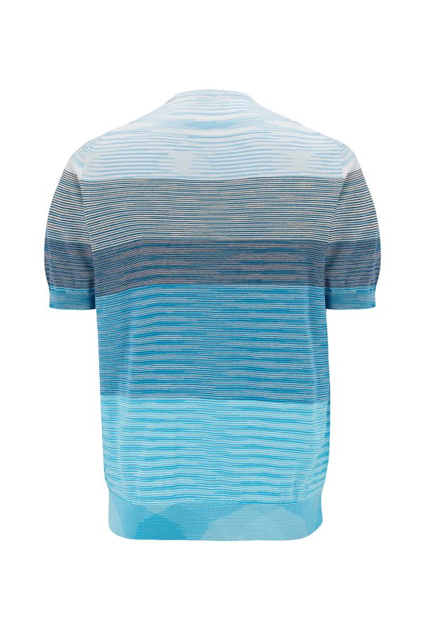 Missoni Men’s Striped Cotton T-shirt Sky Blue - New S23 Collection